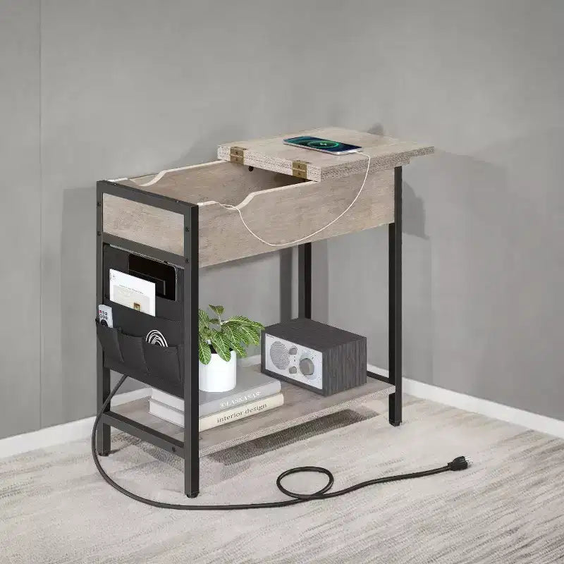 Tables d'appoint avec rangement Chambre Petite table d'appoint avec station de charge Table d'appoint avec tiroir pour salon