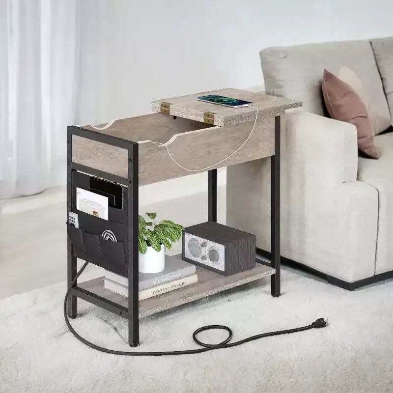 Tables d'appoint avec rangement Chambre Petite table d'appoint avec station de charge Table d'appoint avec tiroir pour salon