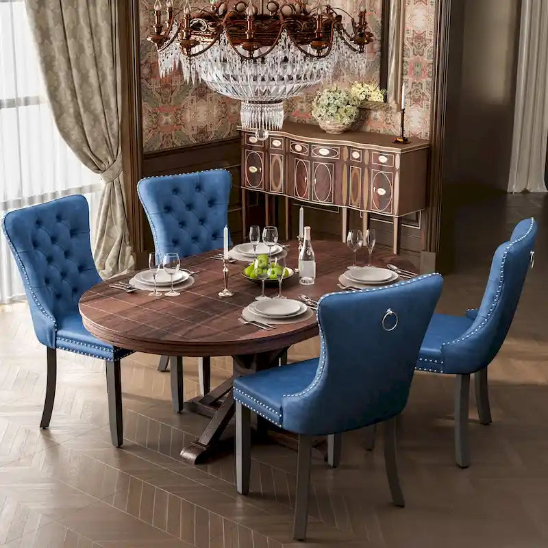 Chaises de salle à manger modernes en velours capitonné (lot de 4)