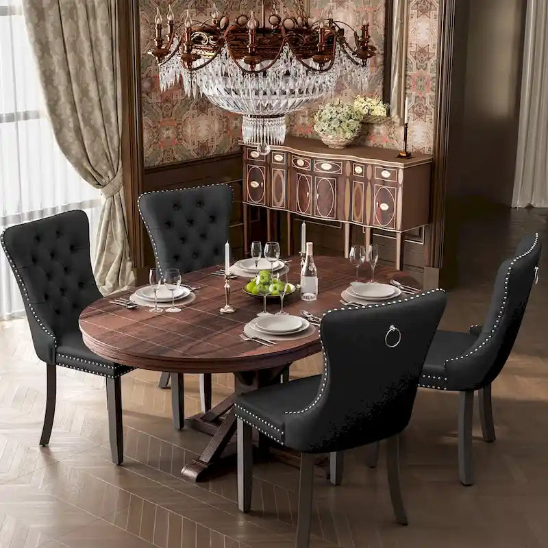 Chaises de salle à manger modernes en velours capitonné (lot de 4)