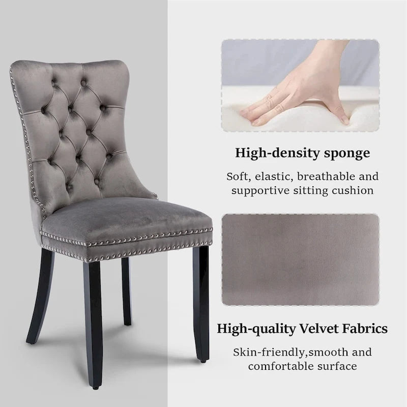 Chaises de salle à manger modernes en velours capitonné (lot de 4)