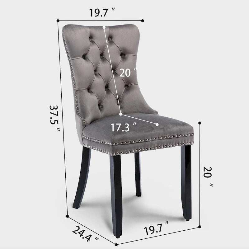 Chaises de salle à manger modernes en velours capitonné (lot de 4)