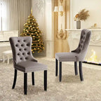 Chaises de salle à manger modernes en velours capitonné (lot de 4)