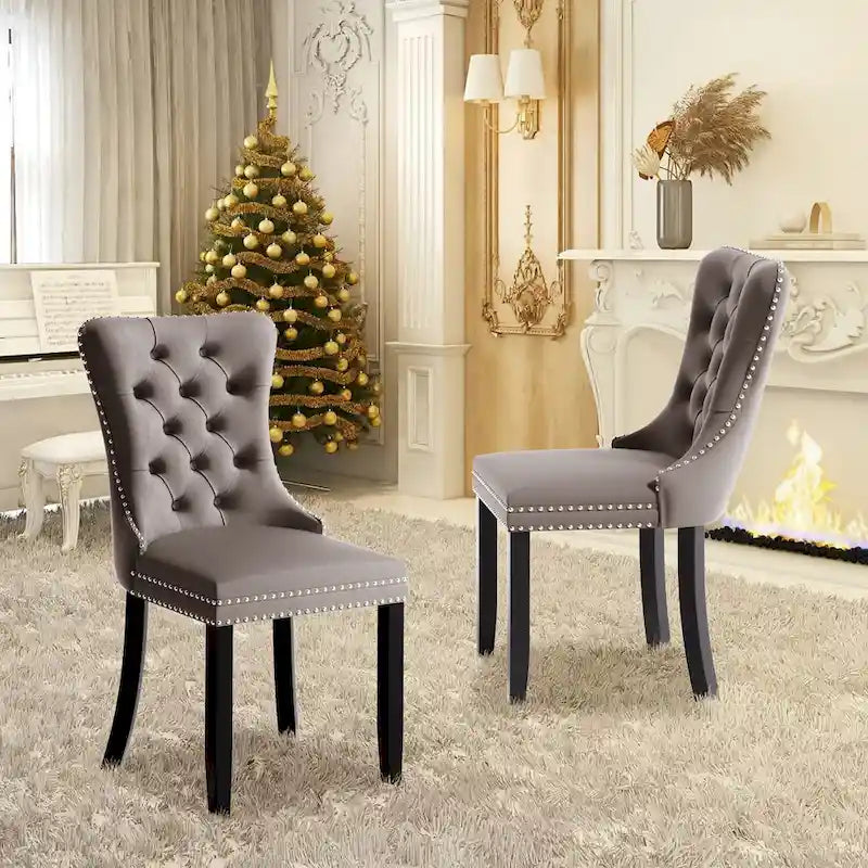 Chaises de salle à manger modernes en velours capitonné (lot de 4)