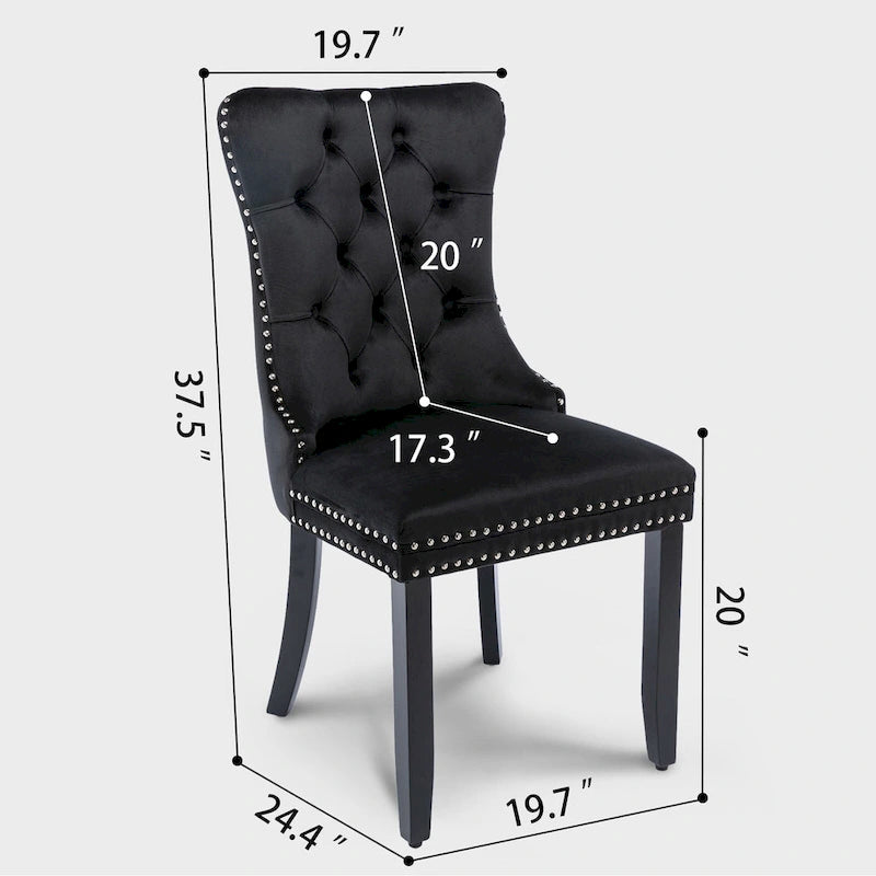 Chaises de salle à manger modernes en velours capitonné (lot de 4)