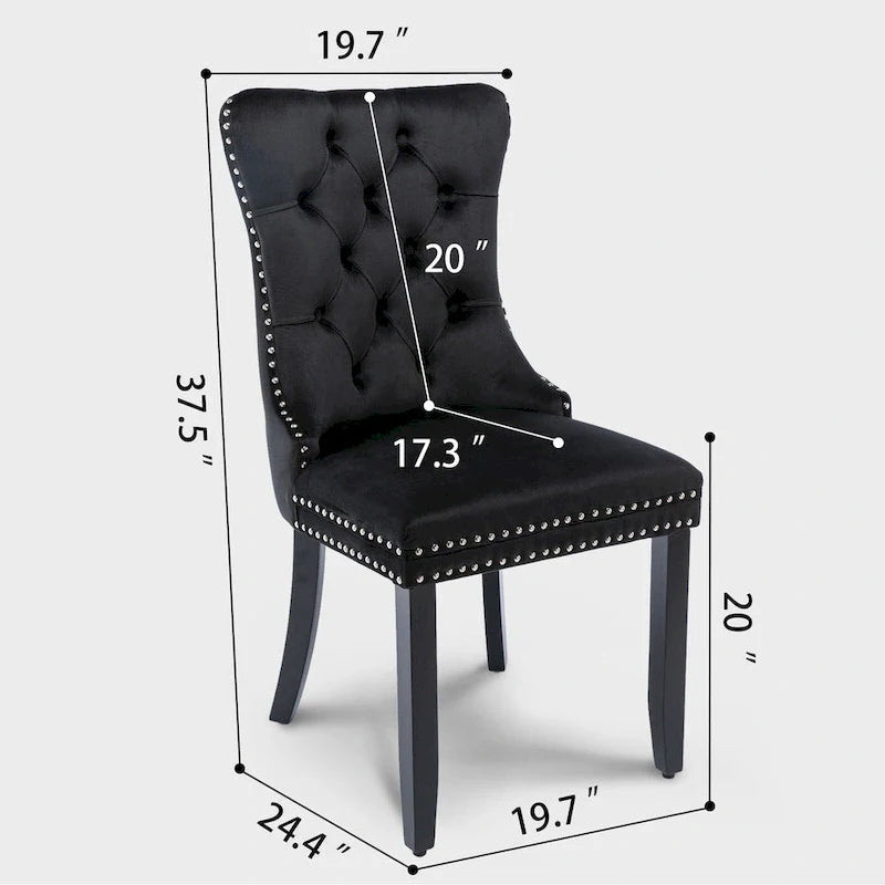 Chaises de salle à manger modernes en velours capitonné (lot de 4)