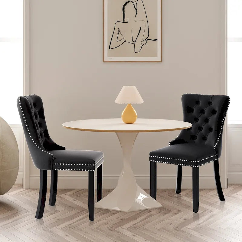 Chaises de salle à manger modernes en velours capitonné (lot de 4)