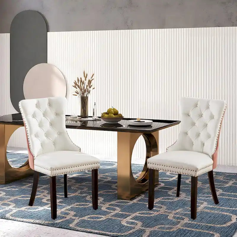 Chaises de salle à manger modernes en velours capitonné (lot de 4)
