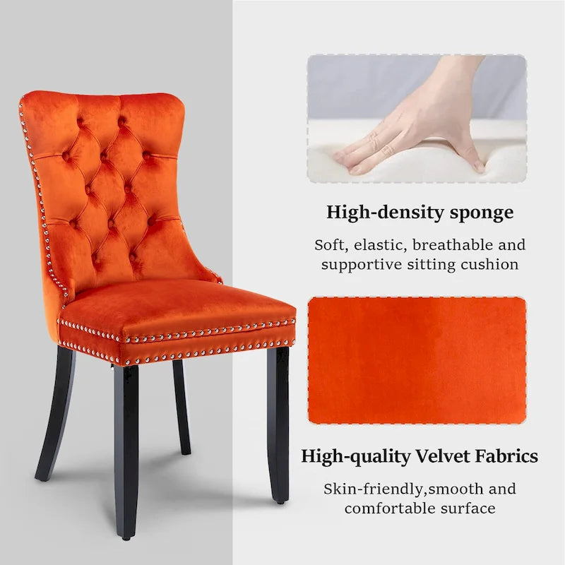 Chaises de salle à manger modernes en velours capitonné (lot de 4)