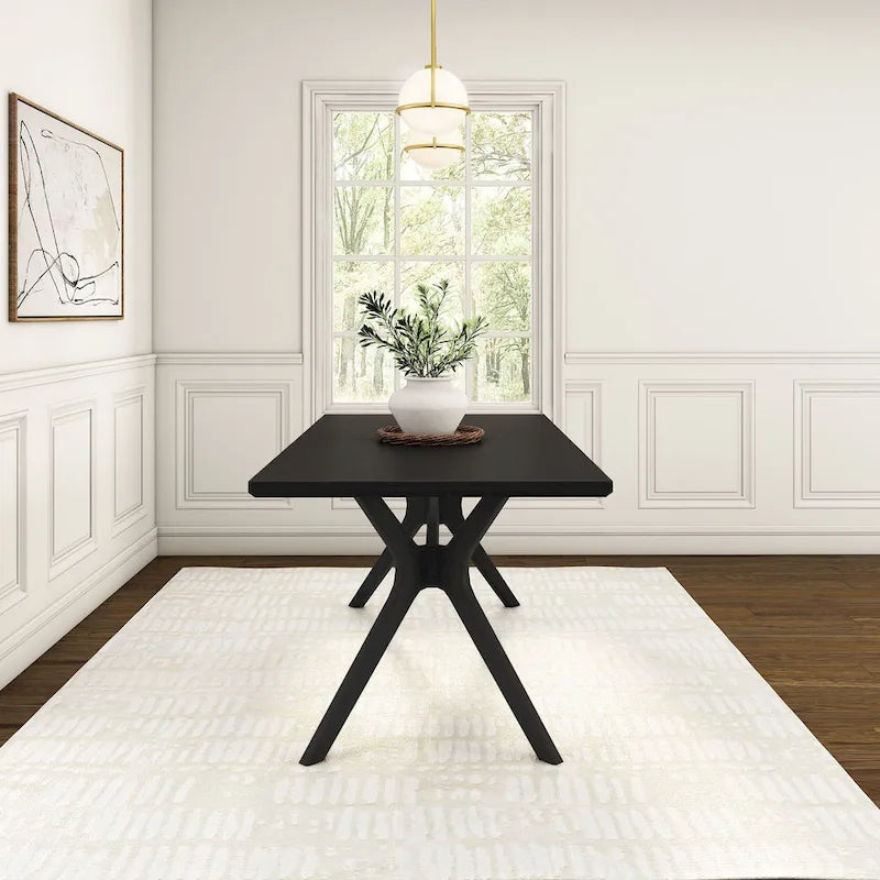 Table à manger rectangulaire avec pieds croisés 72" – 6 places – Blanc / Pacanier / Noyer / Noir