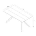 Table à manger rectangulaire avec pieds croisés 72" – 6 places – Blanc / Pacanier / Noyer / Noir