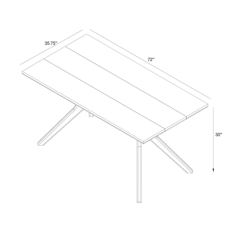 Table à manger rectangulaire avec pieds croisés 72" – 6 places – Blanc / Pacanier / Noyer / Noir