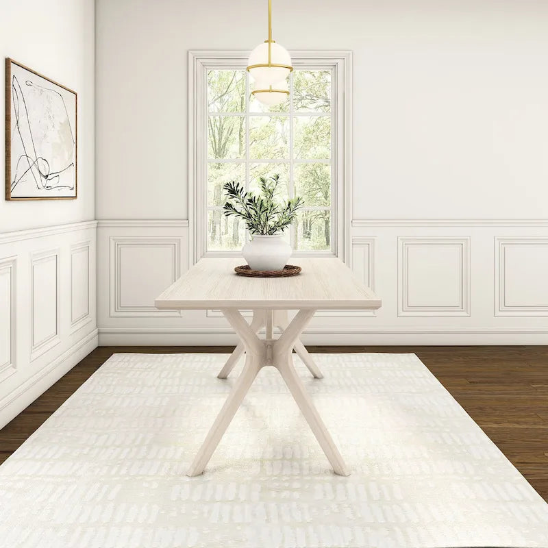 Table à manger rectangulaire avec pieds croisés 72" – 6 places – Blanc / Pacanier / Noyer / Noir