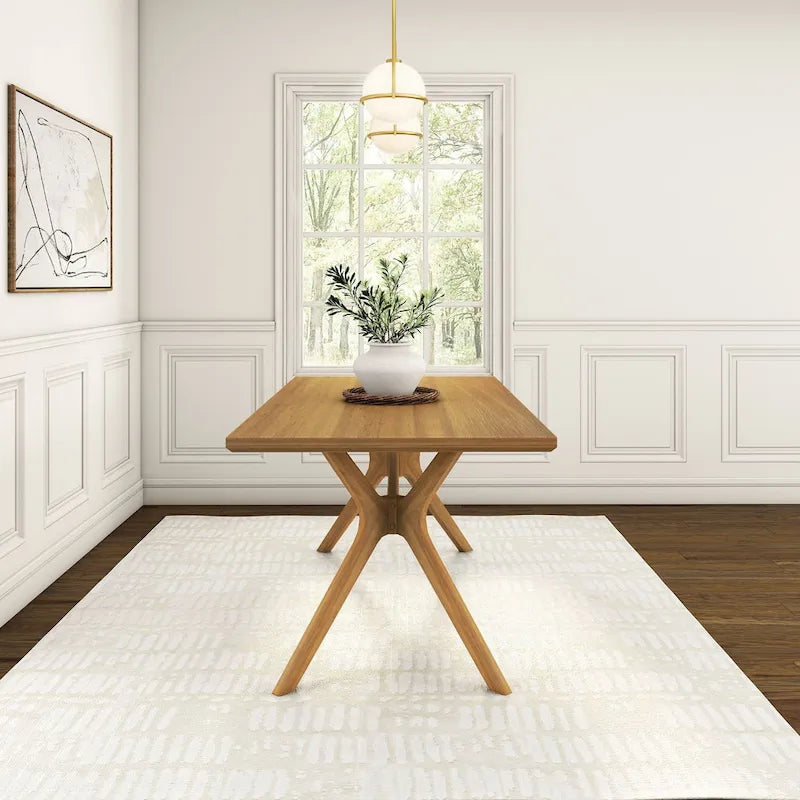 Table à manger rectangulaire avec pieds croisés 72" – 6 places – Blanc / Pacanier / Noyer / Noir