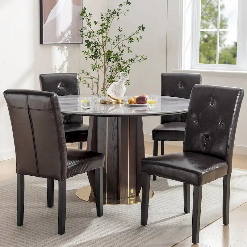 Lot de 4 chaises de salle à manger rembourrées, chaise de salle à manger en tissu ou en similicuir avec pieds en métal