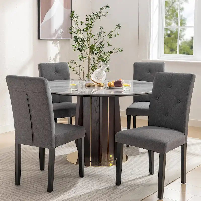 Lot de 4 chaises de salle à manger rembourrées, chaise de salle à manger en tissu ou en similicuir avec pieds en métal