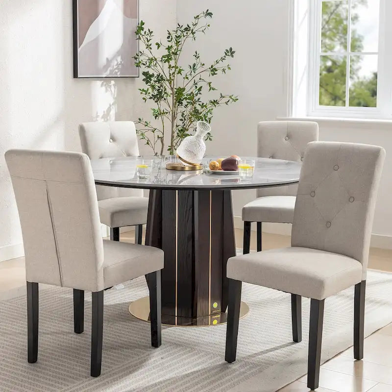 Lot de 4 chaises de salle à manger rembourrées, chaise de salle à manger en tissu ou en similicuir avec pieds en métal