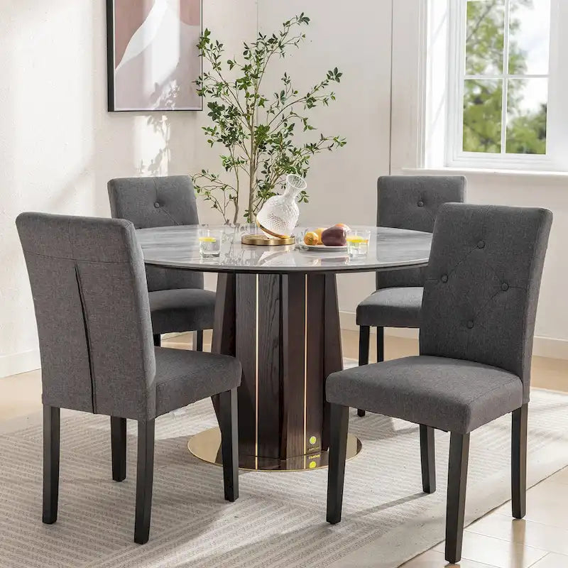 Lot de 4 chaises de salle à manger rembourrées, chaise de salle à manger en tissu ou en similicuir avec pieds en métal
