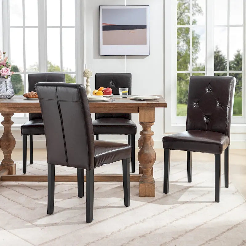 Lot de 4 chaises de salle à manger rembourrées, chaise de salle à manger en tissu ou en similicuir avec pieds en métal