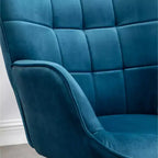 Fauteuil d'appoint contemporain en velours soyeux touffeté Leiria de Roundhill Furniture avec pouf, bleu