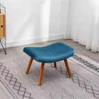 Fauteuil d'appoint contemporain en velours soyeux touffeté Leiria de Roundhill Furniture avec pouf, bleu