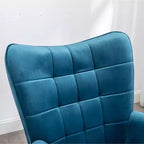 Fauteuil d'appoint contemporain en velours soyeux touffeté Leiria de Roundhill Furniture avec pouf, bleu