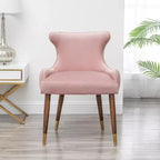 Fauteuil d'appoint contemporain en velours capitonné avec clous décoratifs Roundhill Furniture Lindale, rose