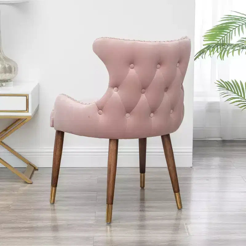 Fauteuil d'appoint contemporain en velours capitonné avec clous décoratifs Roundhill Furniture Lindale, rose