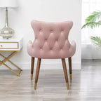 Fauteuil d'appoint contemporain en velours capitonné avec clous décoratifs Roundhill Furniture Lindale, rose