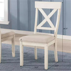 Chaises de salle à manger rembourrées Roundhill Furniture Prato en bois à dossier croisé, blanc antique, lot de 2