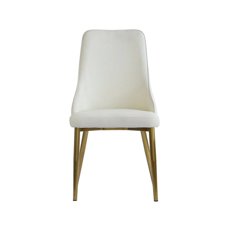Lot de 2 chaises de salle à manger modernes en similicuir beige avec dossier haut