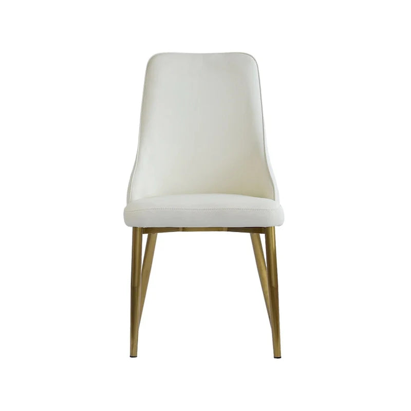 Ensemble moderne de 2 chaises de salle à manger à dossier haut en similicuir beige