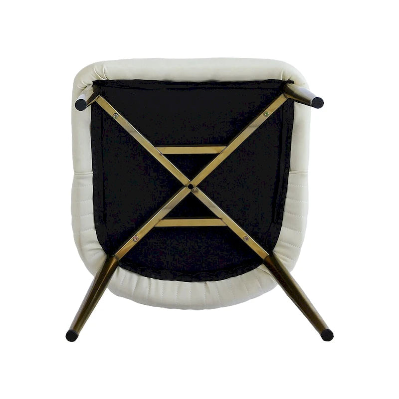 Lot de 2 chaises de salle à manger modernes en similicuir beige avec dossier haut