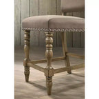 Chaise de salle à manger Roundhill Furniture Birmingham Script à hauteur de comptoir, finition Driftwood, avec clous décoratifs, lot de 2