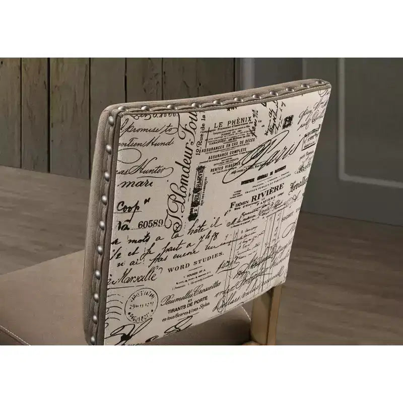Chaise de salle à manger Roundhill Furniture Birmingham Script à hauteur de comptoir, finition Driftwood, avec clous décoratifs, lot de 2