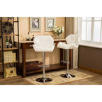 Tabourets de bar hydrauliques à hauteur réglable et touffetés contemporains Roundhill Furniture Glasgow, Blanc, Lot de 2