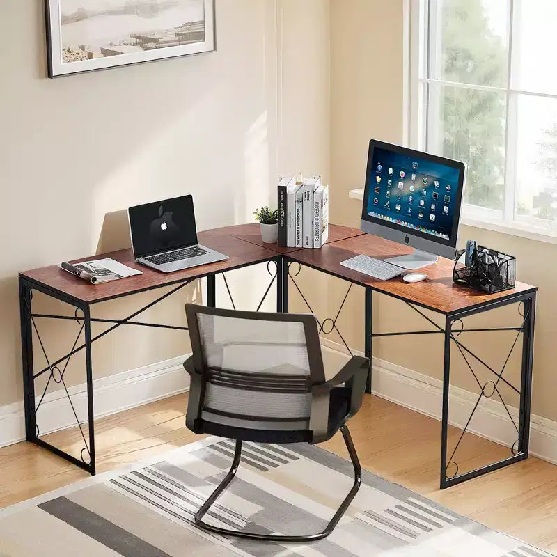 VECELO Bureau d'angle en L pour ordinateur, poste de travail d'écriture pour bureau à domicile, table de jeu de 150 cm