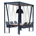 Skyline Design Horizon Pergola with Lamp, Hanging Chairs & Teak Table