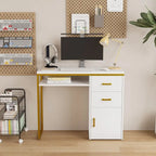 38.19 W Particle Board Computer Desk Manicure Table with 2 Drawers and 1 Cabinet