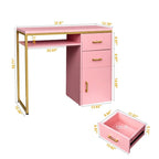 Bureau informatique avec plateau en particules de 38,19 po, table de manucure avec 2 tiroirs et 1 armoire