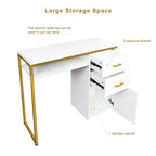 Bureau informatique avec plateau en particules de 38,19 po, table de manucure avec 2 tiroirs et 1 armoire