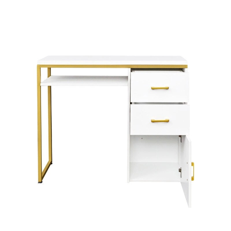 Bureau informatique avec plateau en particules de 38,19 po, table de manucure avec 2 tiroirs et 1 armoire