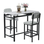 Ensemble de table à manger 3 pièces, ensemble de table à manger pour 2 personnes, ensemble de table de cuisine avec 2 chaises rembourrées