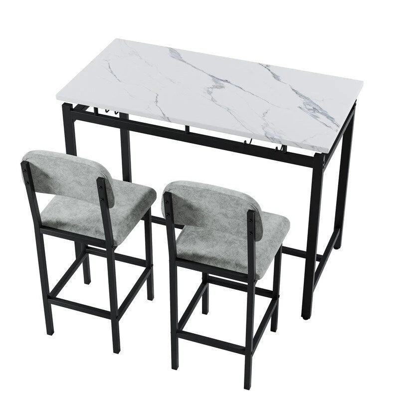 Ensemble de table à manger 3 pièces, ensemble de table à manger pour 2 personnes, ensemble de table de cuisine avec 2 chaises rembourrées