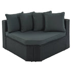 7 Pieces Outdoor Wicker Reversible Patio Sectional with Table, Cushions, and Pillows - 94.1 x 94.1
