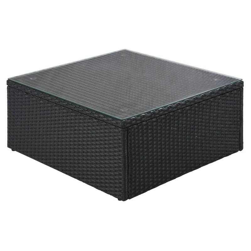 7 Pieces Outdoor Wicker Reversible Patio Sectional with Table, Cushions, and Pillows - 94.1 x 94.1