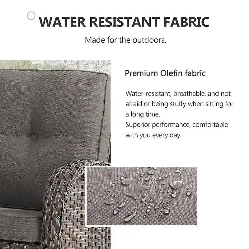Ensemble de canapé d'extérieur en osier 9 pièces avec fauteuil pivotant, poufs et table basse - Marron