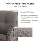 Ensemble de canapé d'extérieur en osier 9 pièces avec fauteuil pivotant, poufs et table basse - Marron