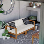 Upland Outdoor Patio Teak Wood 2-Piece Sectional Sofa Loveseat