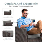 3-Piece Patio Outdoor Swivel Glider Rocker Chair Set - Brown
